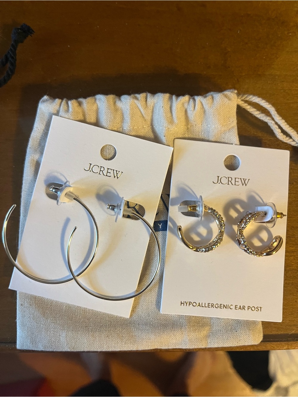J. Crew Silver Hoop / gold embellished hoop Earring Duo